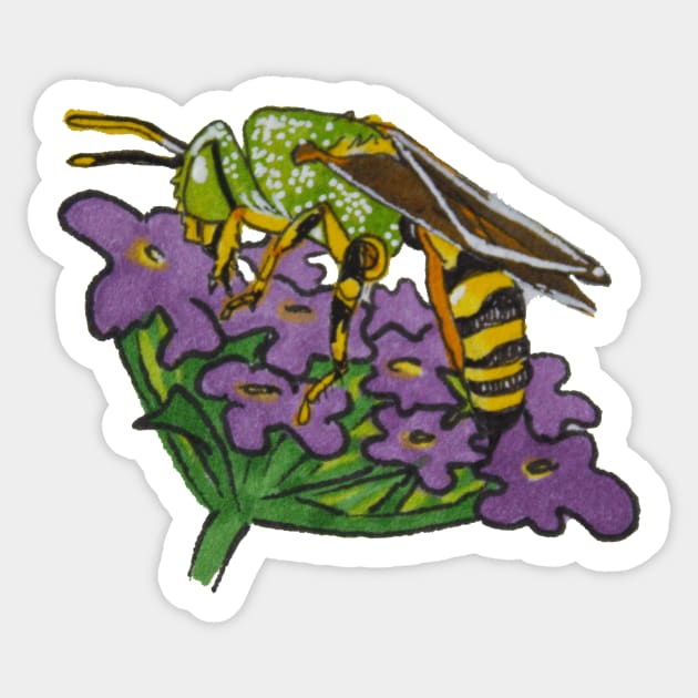 Halictid Bee on Flower Sticker by Amanda-Courtney